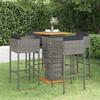 Day and Night - Day and Night Garden Bar Furniture Set 5 Pieces and Gray Synthetic Rattan Cushions