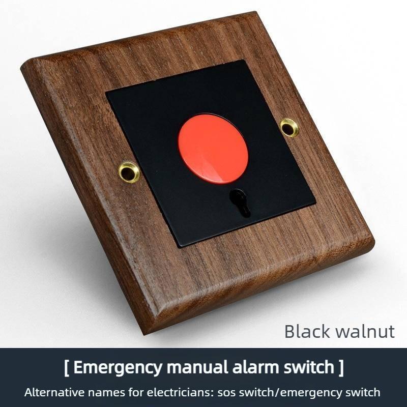 Black Walnut Solid Wood Brass Lever Retro Switch Panel Wall Mount 86 Open Line Box Surface Three Open 16A Socket