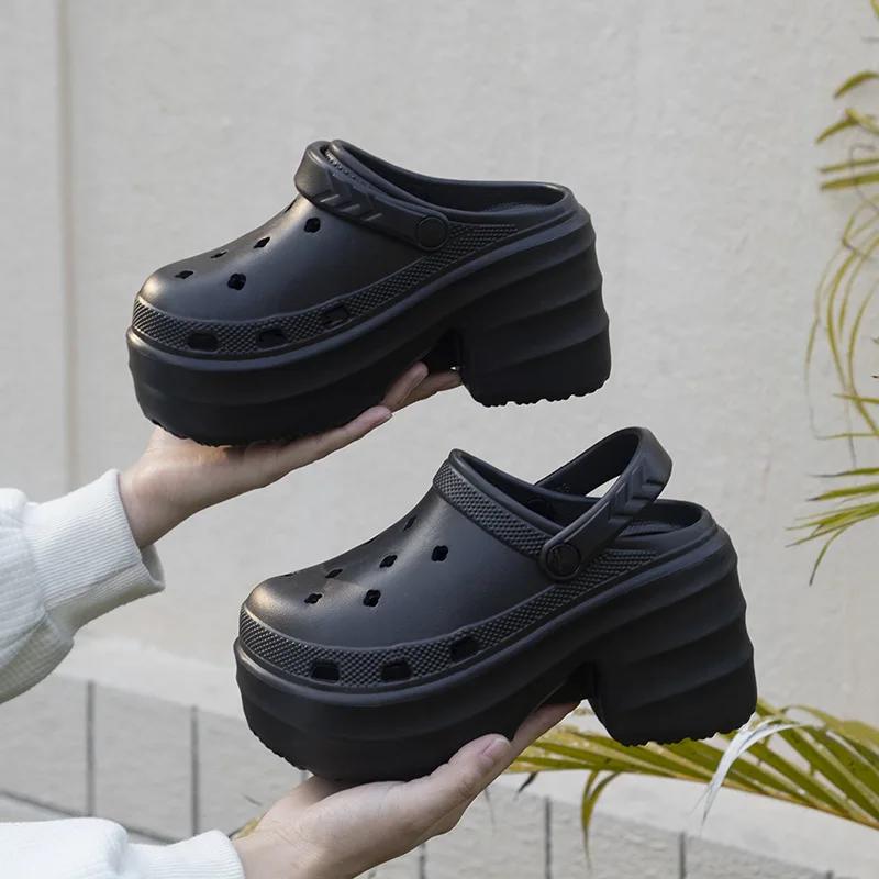 Туфли на высоком каблуке женские сабо летние модные босоножки на платформе Eva с толстой подошвой садовые туфли женские нескользящие пляжные сандалии