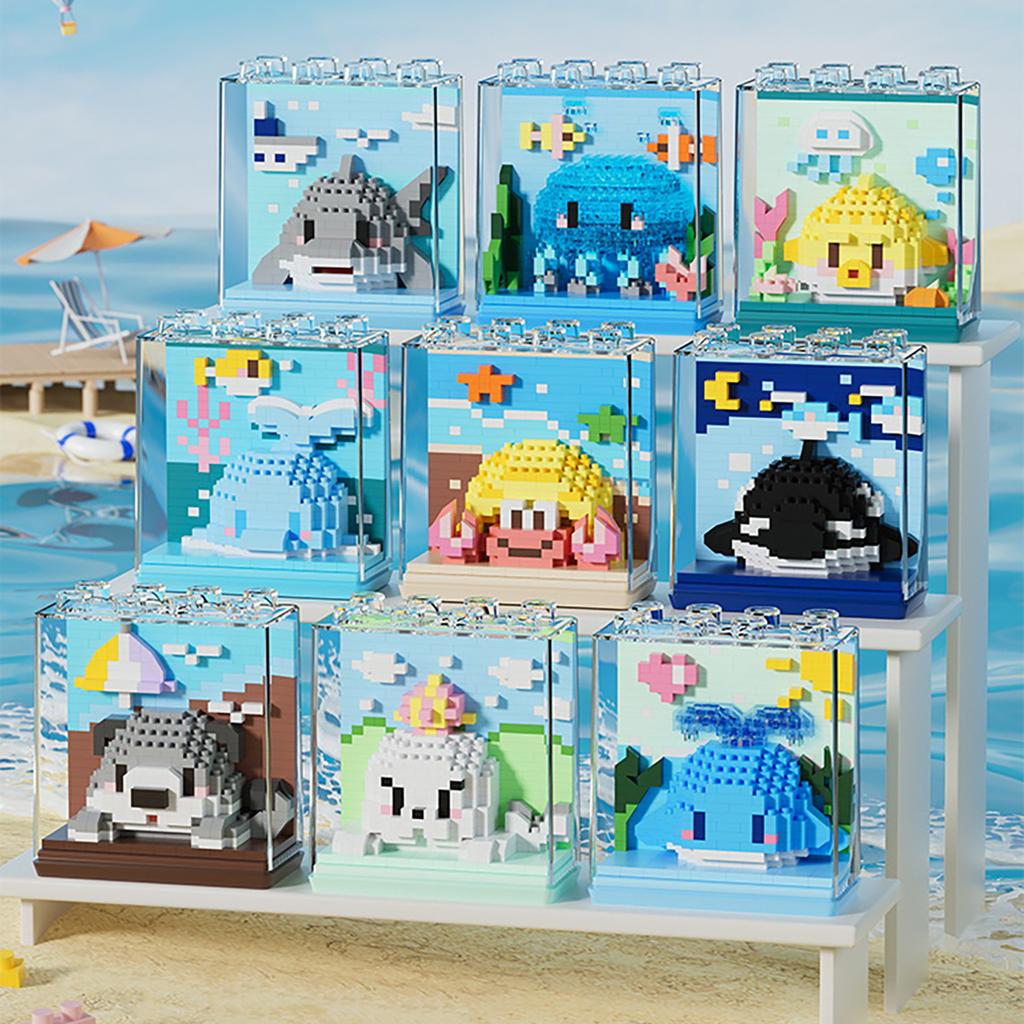 Sea Animals 3d Constructor Model Building Set Fish Mini Bricks Building Blocks Toy for Children Girls 7 to 10 Year Adults Block