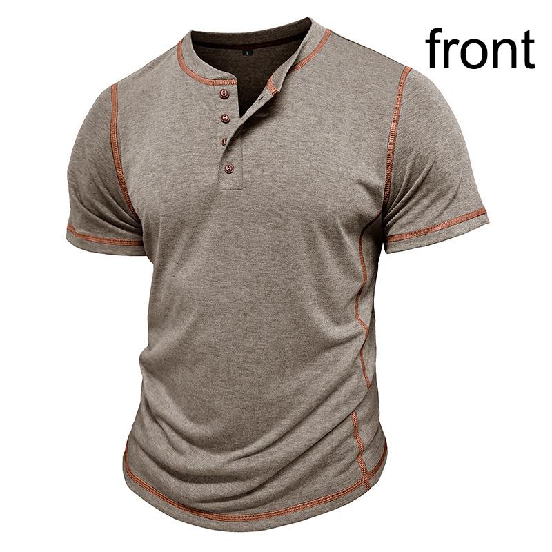 Мужская дышащая повседневная хлопковая футболка с короткими рукавами и пуговицами, легкая и мягкая футболка для мужчин, удобная посадка, свободный пуловер для работы и отдыха, топ