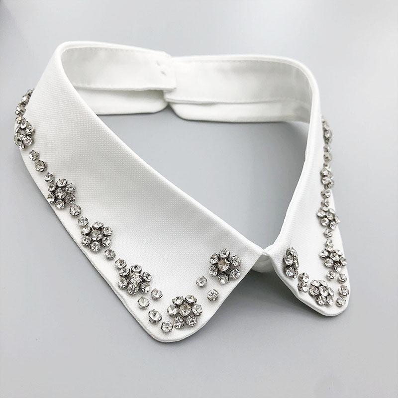 Beading Fake Collar Women Elegant Diamond Detachable Collars for Woman False Shawl Shoulder Wrap Lapel False Collars Woman Tie
