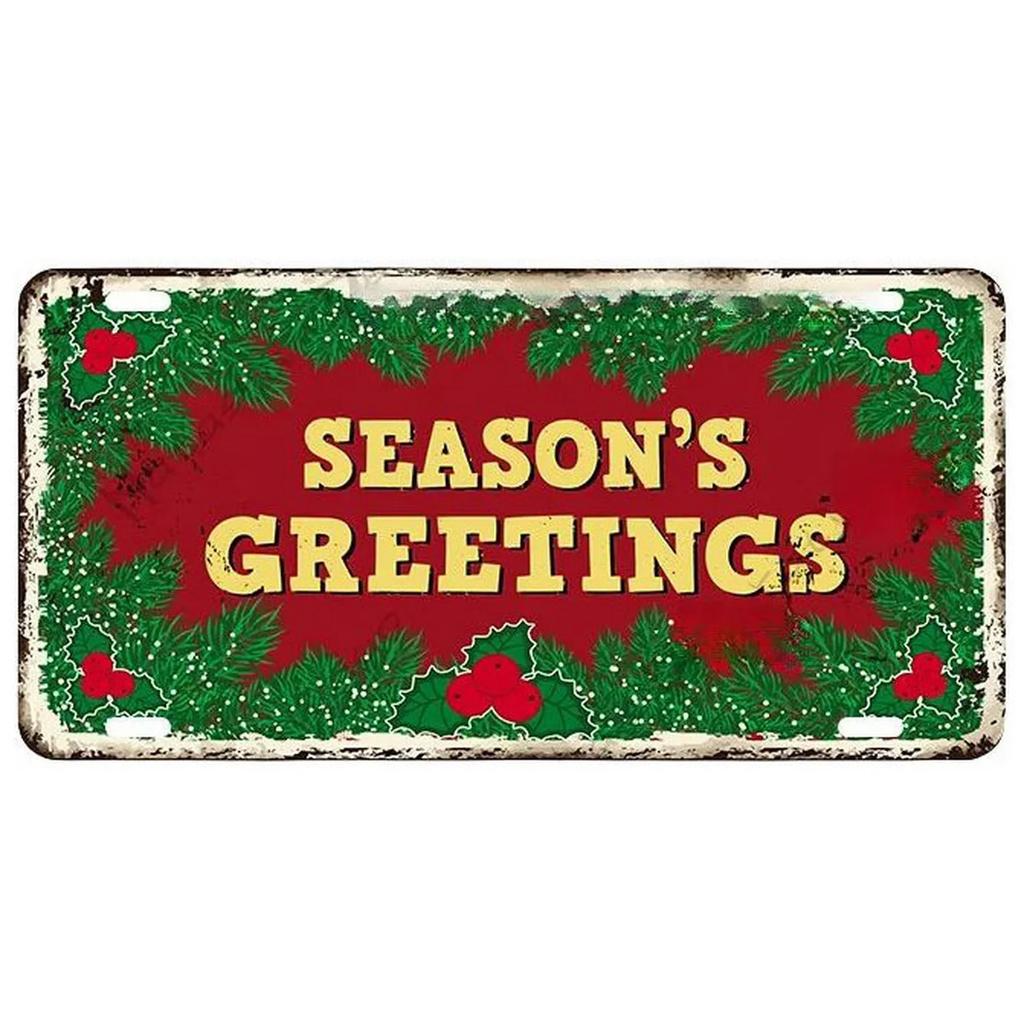 Christmas License Plate Metal Tin Signs for Wall Art Decoration Vintage Tags Metal Automotive Signs For Cafe Bar Club Garage Pub