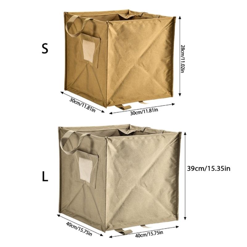 Trash Storage Basket with Rope Foldable Outdoor Multifunction Trash Storage Box for Camping Trash Organizers with Handle