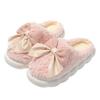Bow Cotton Slippers New Cotton Shoes Women's Home Autumn and Winter Indoor Warmth Confinement Cotton Mop Hair Tray Winter