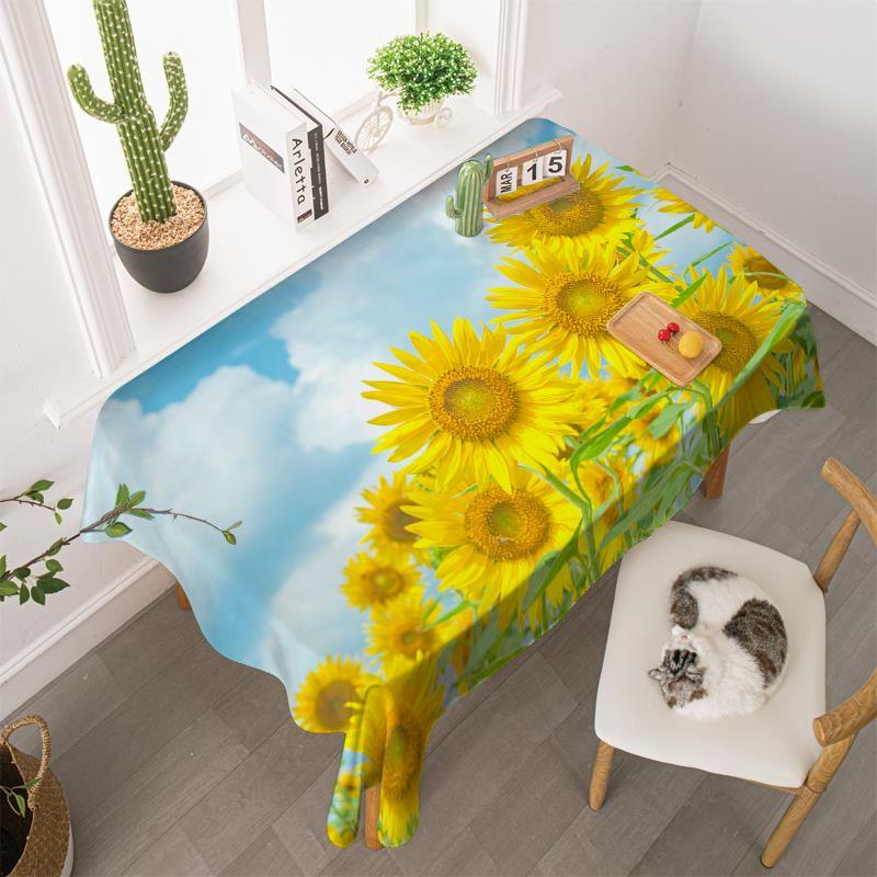 Sunflower Wallpaper-Style Tablecloths for Desks, Bedrooms, Living Rooms, and Coffee Tables