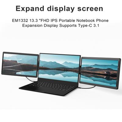 Расширитель экрана ноутбука 13,3" FHD IPS Расширитель монитора для ноутбука Двойной экран Type-C 3.1 Портативный монитор для ноутбука телефона