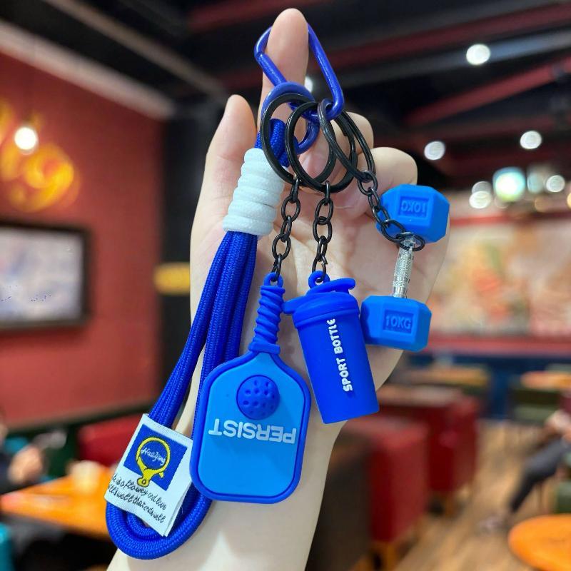 Lightweight PVC Pickleball Bag Tag Keyring Portable Non-slip Keychain for Car Keys Backpack Luggage Decor