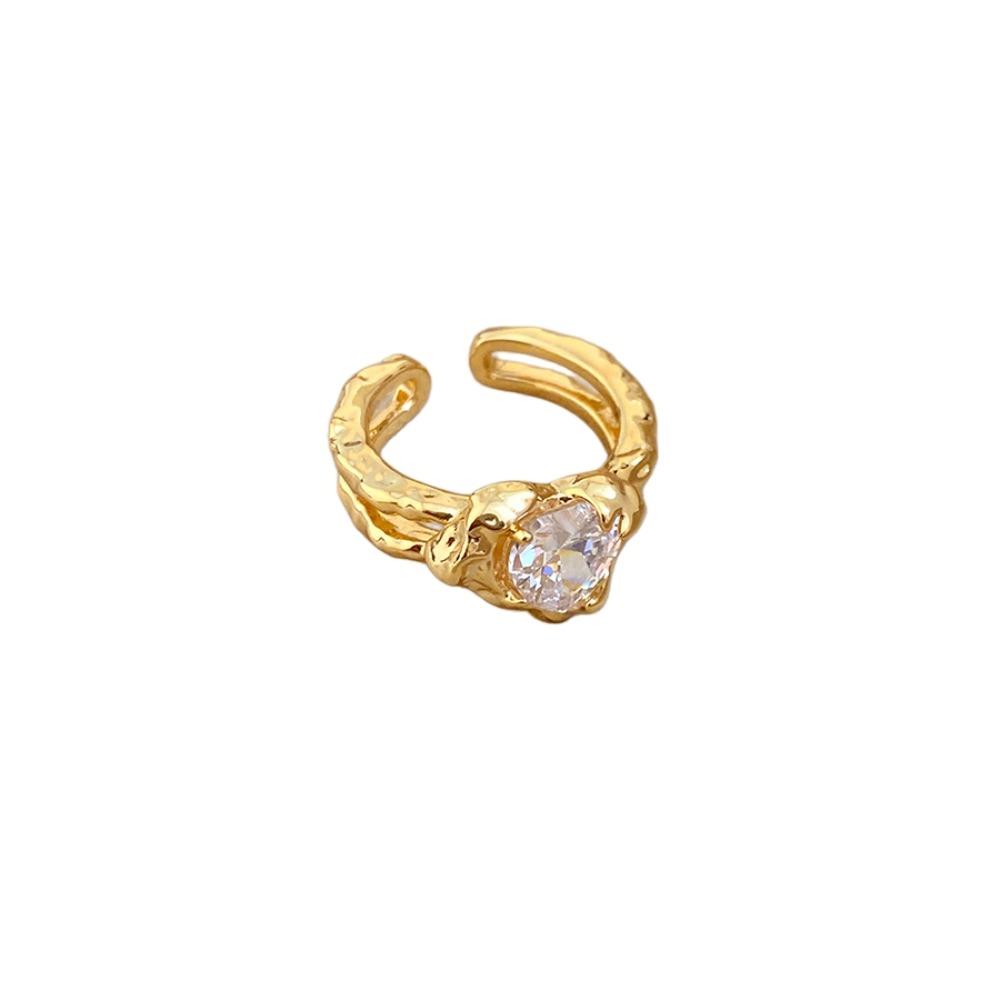 Copper Vintage Crystal Love Ring Opening Opening Finger Ring Gifts for Women Girl