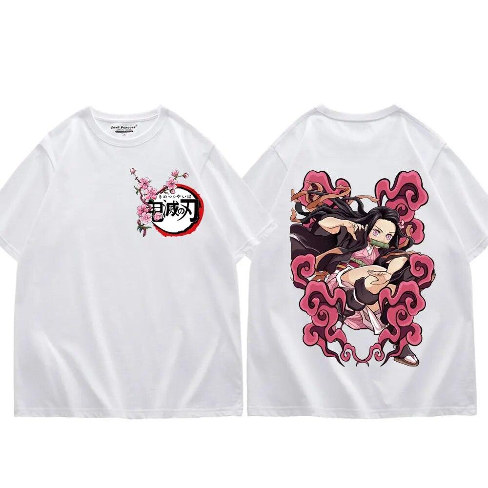 Japan Anime Demon Slayer Kamado Nezuko Print T Shirt Unisex Women Fashion Trend Short Sleeve T Shirts Kawaii Cute Oversized T-shirt