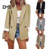 Solid Color Long Sleeve Big Pockets Single Button Office Blazer Fashion Lapel Office Suit Jacket Workwear