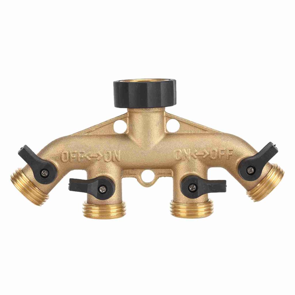 3 4 Inch Brass 4 Way Hose Pipe Splitter Nozzle Switcher Tap Connectors for Garden Irrigation