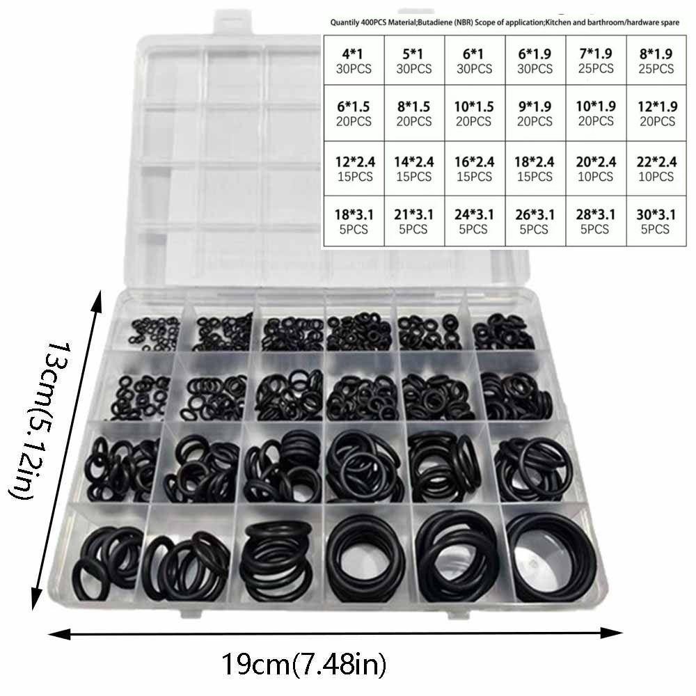 400Pcs Durable Car O-Ring Rubber Ring Kit Heat-resistant Gasket Washer Tool Kit  Auto Repair