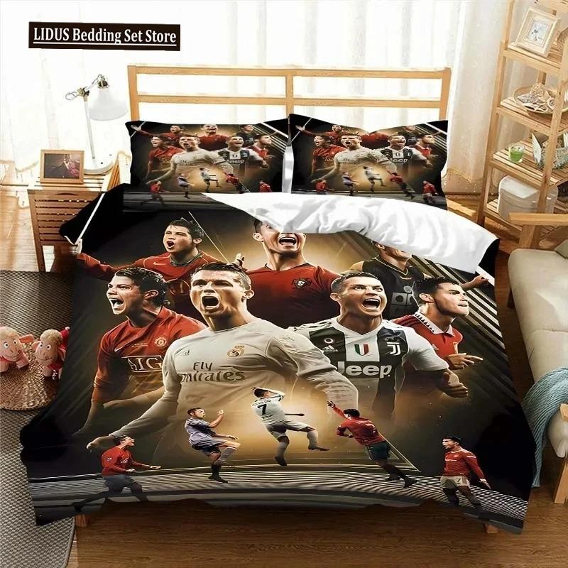 Fotbal Star CR7 Socer Beding Set Young Boys Young Girls Twin Quen Sized Dimensions Soft Duvet Cover Pilowcase Bed Young Boys Adult People Fashion Home