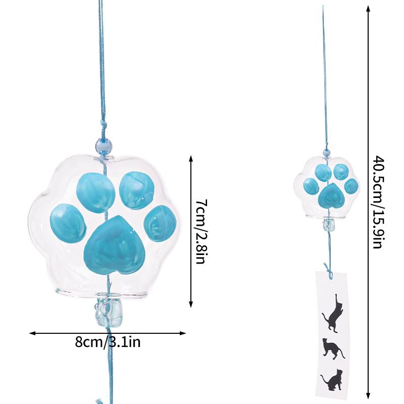 Cat Paw Wind Chimes Japanese Glass Wind Chime Home Garden Hanging Pendant Wall Hanging Decor Diy Gift for Guests Wind Bells