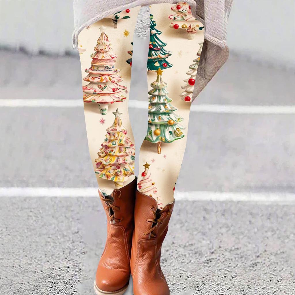 Женские брюки с рождественским принтом, эластичные, мягкие, повседневные, домашние, спальные брюки