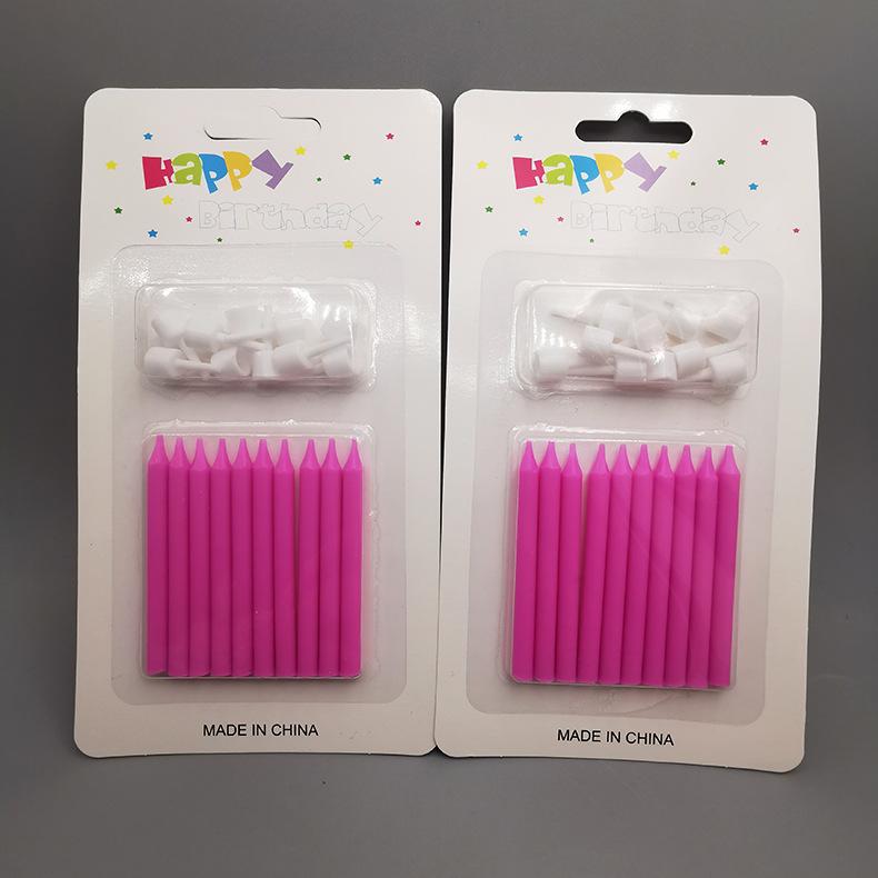 Красочные Тонкие Палочки для Выпечки, Декоративные Свечи для Торта на День Рождения, Креативные Глянцевые Свечи Пастельных Цветов с Подставкой