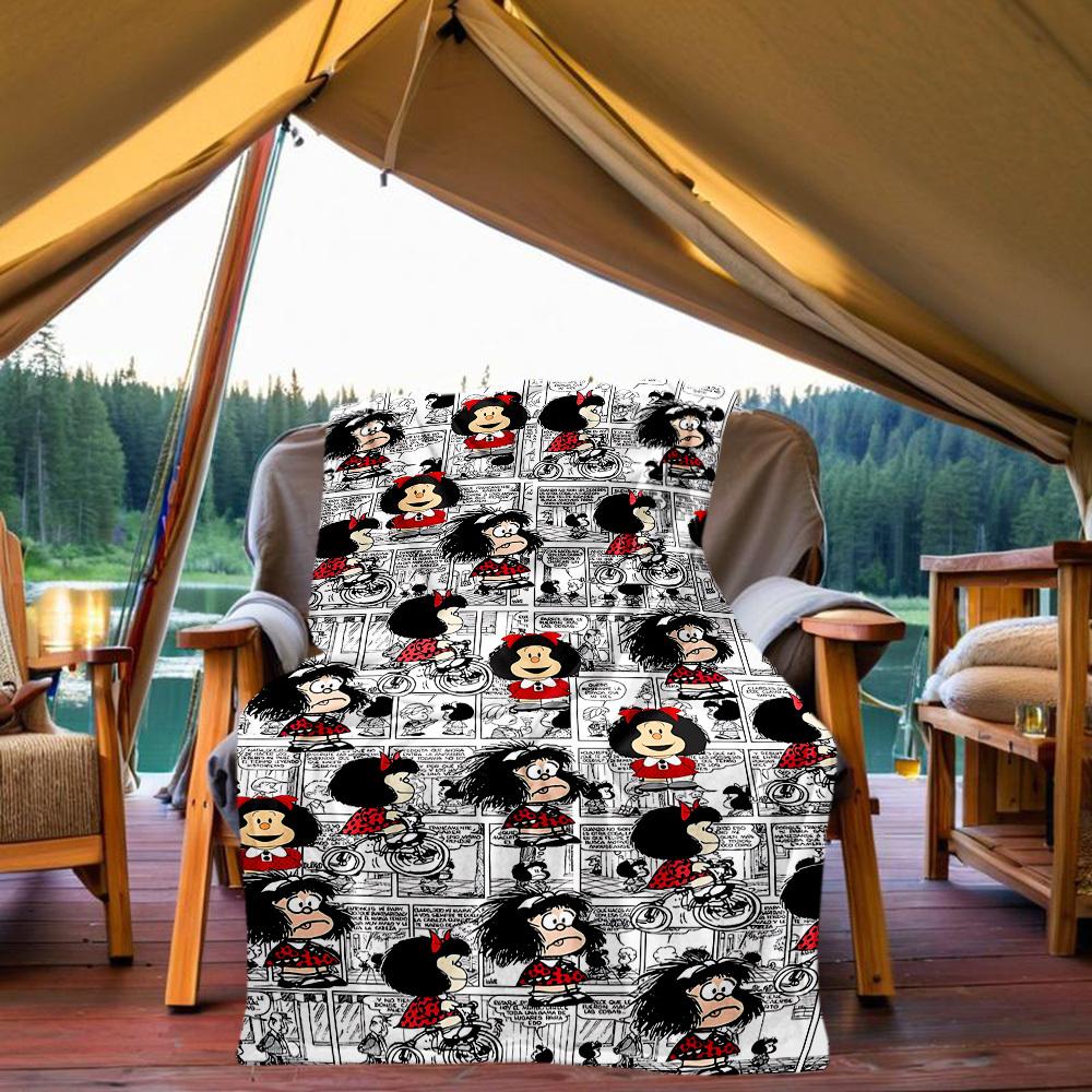 1PC Mafalda Comics Outdoor Blanket Lightweight Flannel, Soft & Warm, All-Season Use for Sofa, Outdoor, Camping, Living Room, Office31