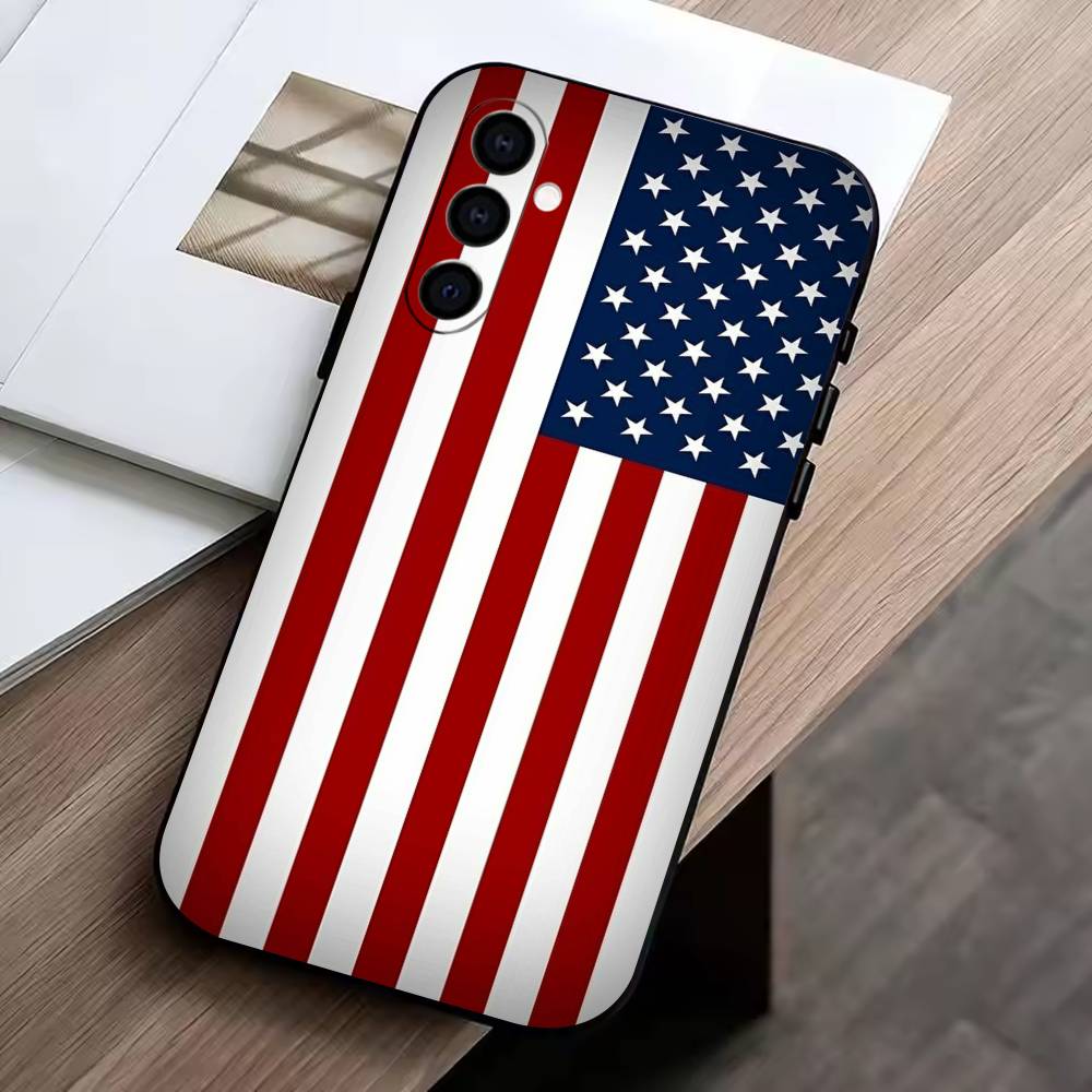 The American flag Phone Case Black Silicone Soft For Samsung Galaxy A73,A72,A71,A70,A53,A52,A51