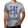 Мужская винтажная футболка Футболка с рисунком Say Yes to Coding Grey Marl