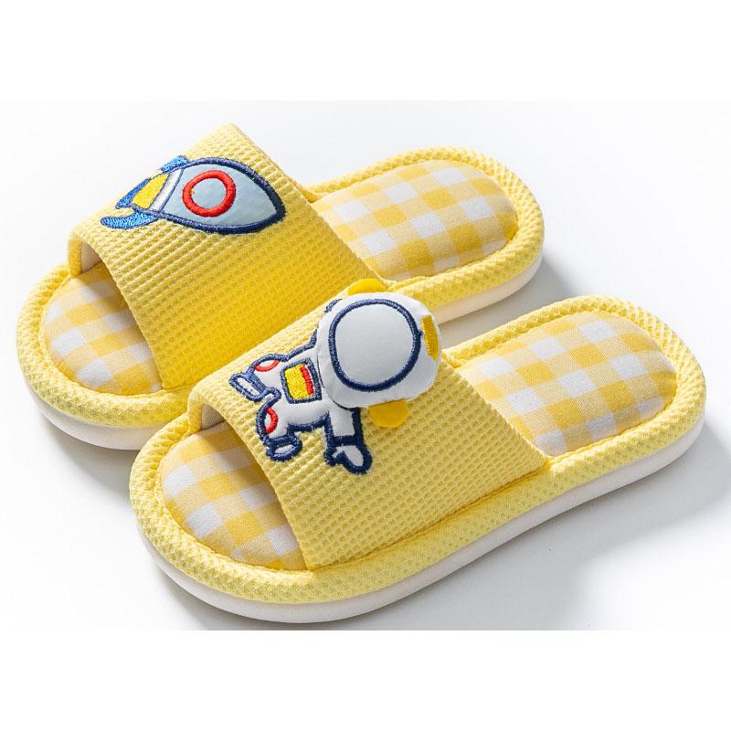 Милые детские весенние льняные детские домашние повседневные тапочки, летние тапочки с героями мультфильмов