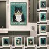 Black Cat Poster Retro Interesting Bathroom Wall Art Decoration Your Butt Napkin Nude Painting Toilet Decoration