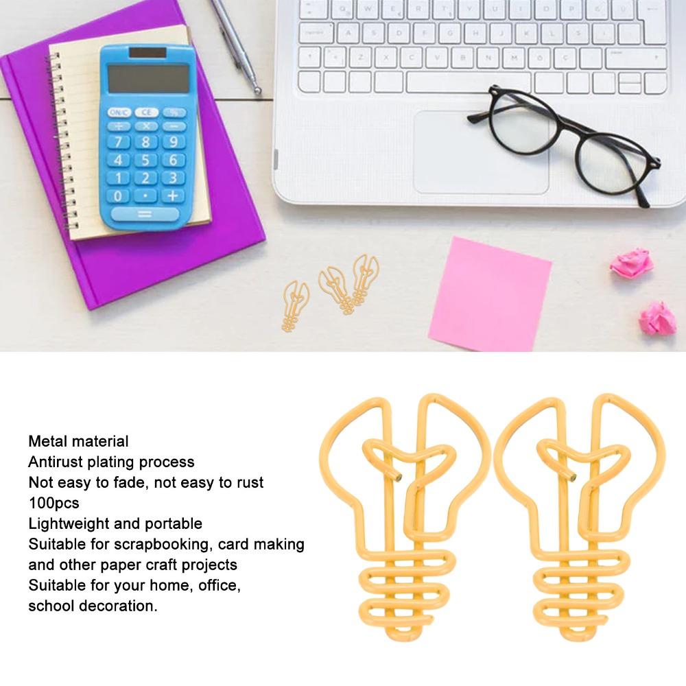 100pcs Plastic-coated Metal Cute Paper Clips Yellow/Pink Office Paper Clips Wedding Decoration