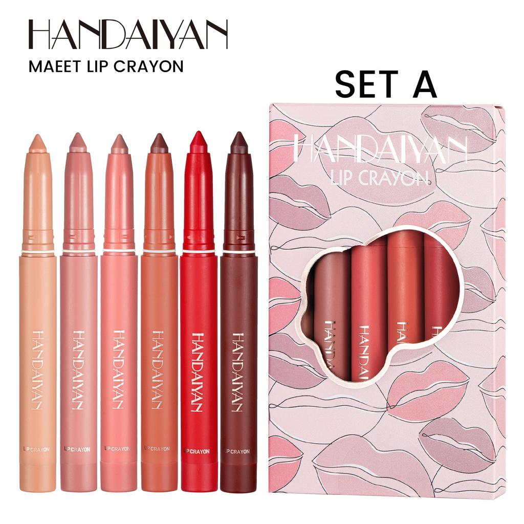 HANDAIYAN 6-color Lip Liner Set Rotary Can Be Cut Dual-use Not Easy To Fade Lipstick Pen
