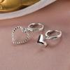 2 шт. асимметричные полые серьги в форме сердца для женщин, простые серебряные серьги в форме сердца, очаровательные серьги-кольца, ювелирные аксессуары