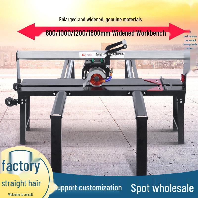 Portable Desktop Stone Cutter & Chamfering Machine with Wheeled Iron Frame