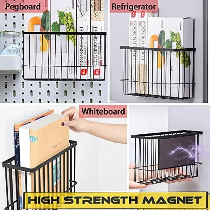 Household Wall Hanging Basket Kitchen Magnetic Attraction Storage Rack Refrigerator Magnetic Shelf Living Room Summary Holder