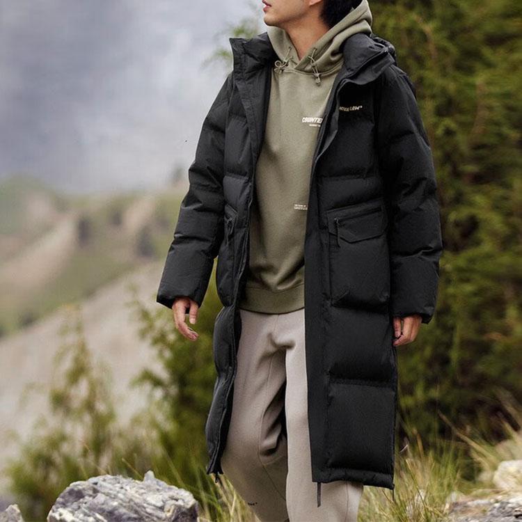 Li Ning CF Adventure Series однотонная длинная куртка с капюшоном мужская верхняя одежда черного цвета AYMT395-1