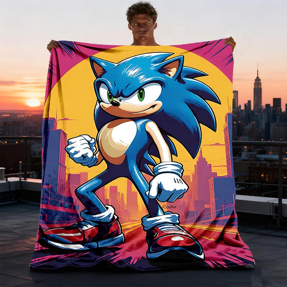1 шт. Фланелевое одеяло Sonic для улицы для девочек, мягкое, легкое, идеально подходит для кемпинга и в качестве подарка, Цифровое