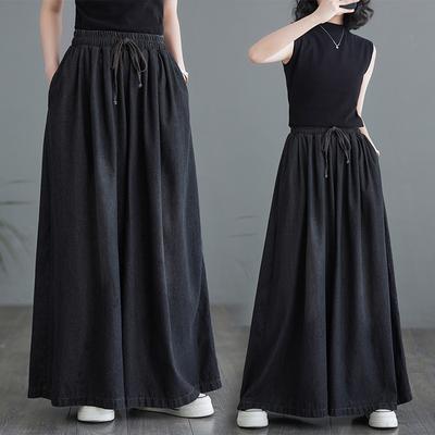 2024 летние женские длинные брюки больших размеров, свободные широкие брюки, повседневные однотонные винтажные джинсы большого размера, лето 2024