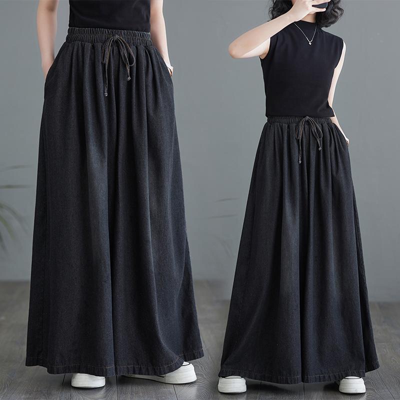 DIMANAF 2024 летние женские длинные брюки больших размеров, свободные широкие брюки, повседневные однотонные винтажные джинсы большого размера