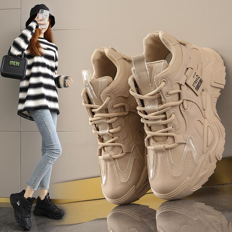 Black sneakers, new spring student shock absorption, light and not tired, dad running