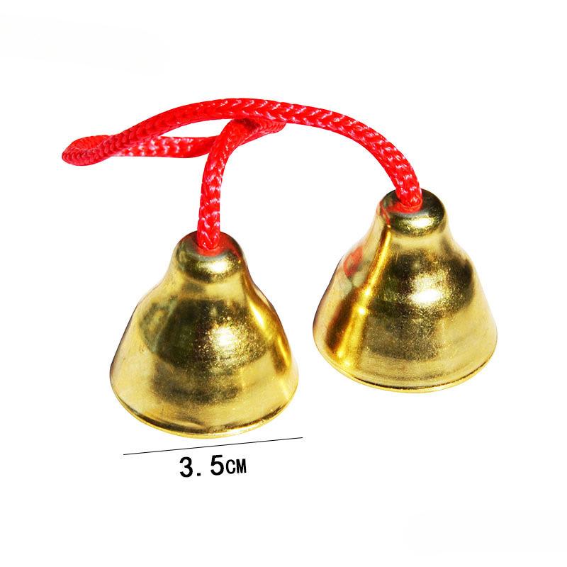 Jingle Bells Musical Instrument for First-Grade Music Class - Wooden Handle & Red Rope Copper-Plated Bell