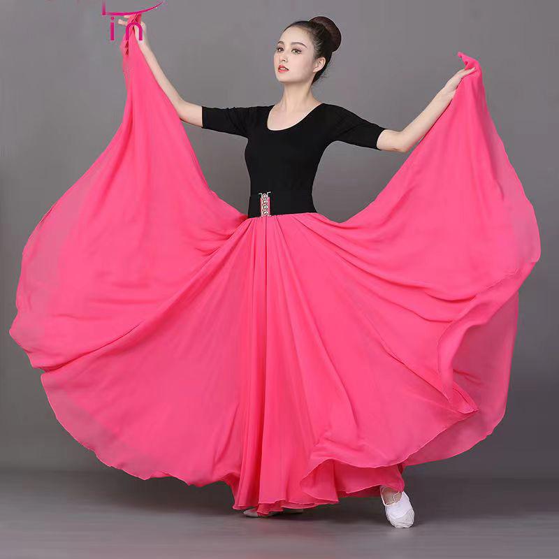 Юбка-свинг из двухслойного шифона 720° для современных бальных танцев и тренировок по квадратным танцам