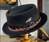 Производитель Английский стиль украшение из перьев чистая шерсть цилиндр pork pie осенняя и зимняя фетровая шляпа