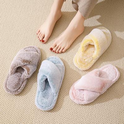 Ins Cross Belt Мягкие хлопковые тапочки для дома Европейские и американские домашние открытые мохнатые тапочки для женщин