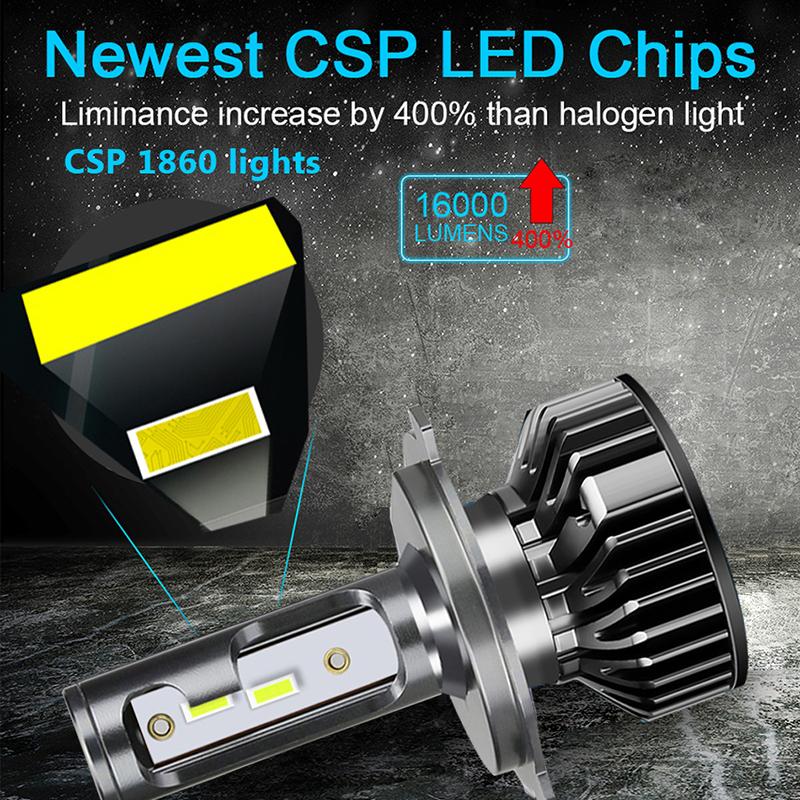 2 шт. автомобиля светодио дный декодирования фар H4 CSP чип H7 H8 9012 H11 9005 HB3 9006 HB4 H1 HIR2 безошибочная противотуманная фара 20000LM 50 Вт