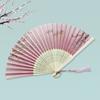 Silk Hand Fan Colorful Shank Classical Dance Fan Vintage Folding Fan  Clothing Accessories