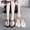 Roman Non-Slip Thong Shoes T-Strap Block Slippers Summer Beach Flip Flops Flat Sandals