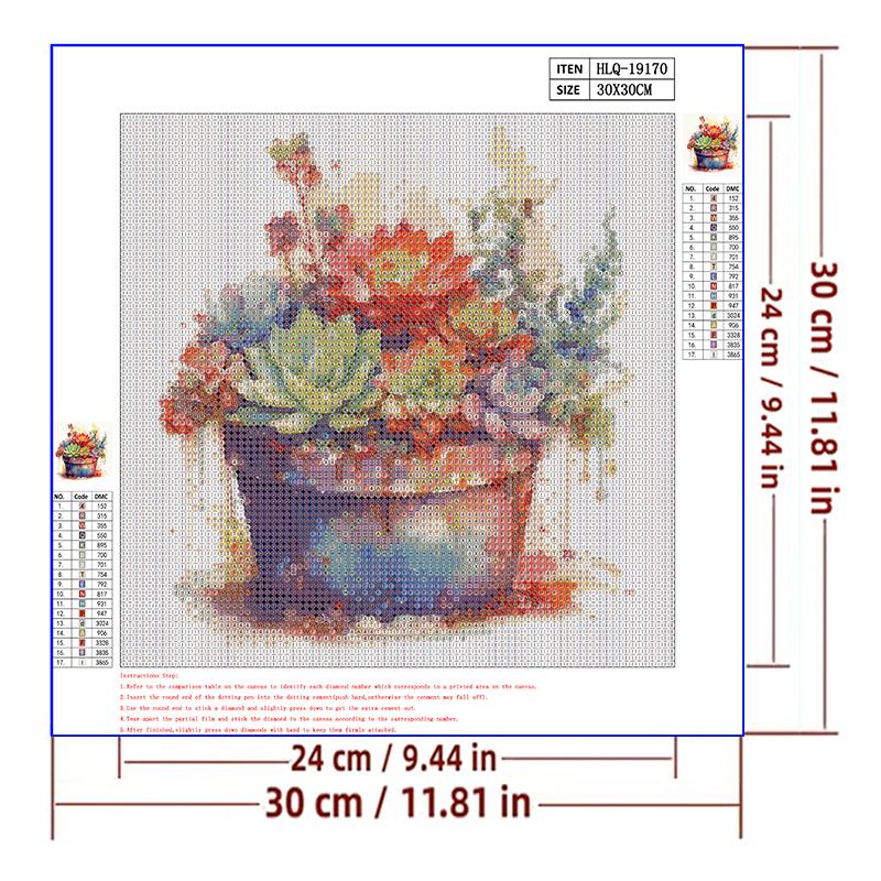 5d DIY Алмазная картина, вышивка крестом, красочные суккулентные растения в горшках, алмазная вышивка, мозаика, полная круглая дрель, домашний декор, искусство