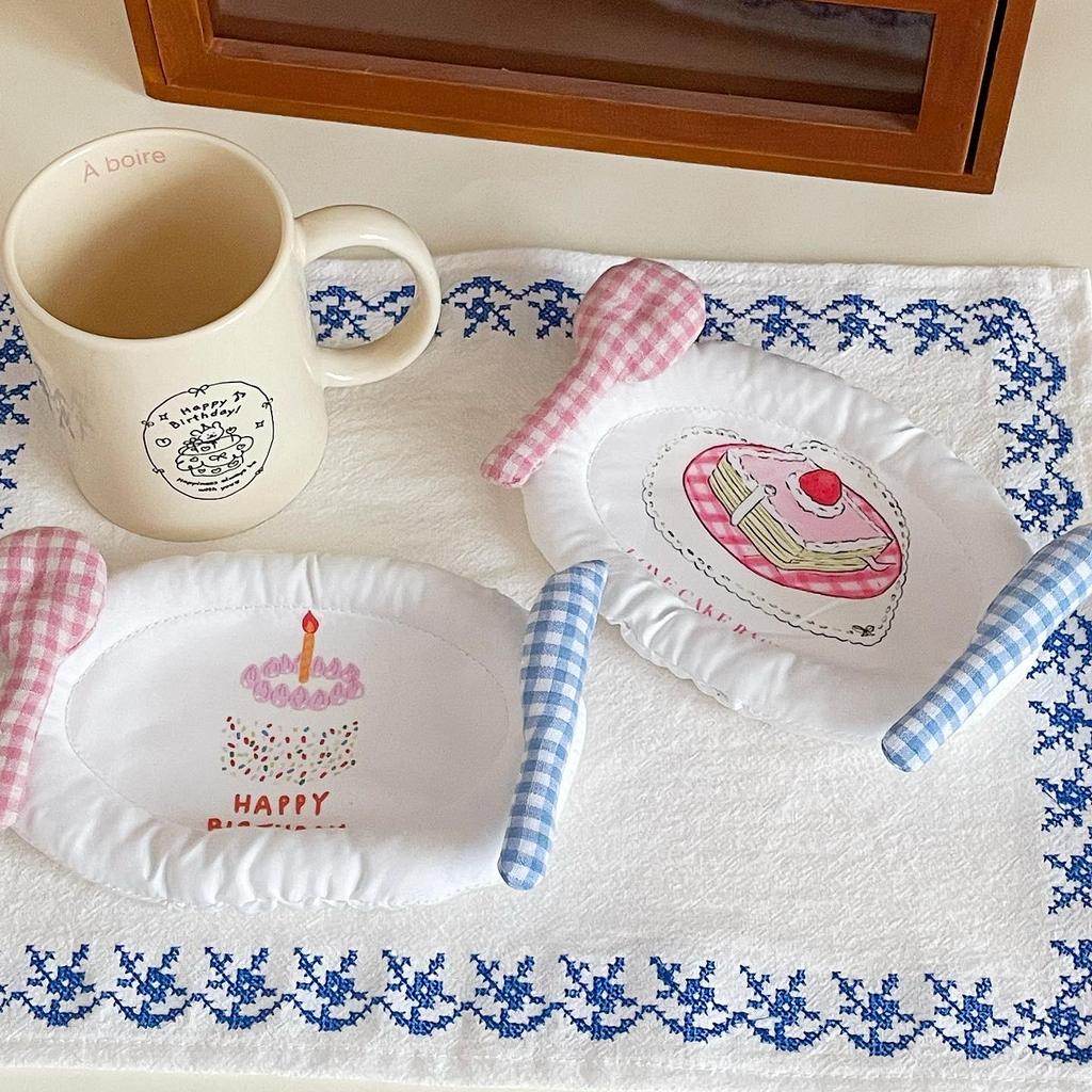 Подставки под торты и салфетки из ткани с милым мультяшным принтом - Декоративные ватные диски для рабочего стола Girly