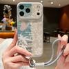 Кожаный чехол-шнурок с принтом «Черепаха и рыба» для iPhone 18 Pro Max Гибридный противоскользящий мягкий чехол из TPU+PU для iPhone 17 16 15 14 13 Pro Max