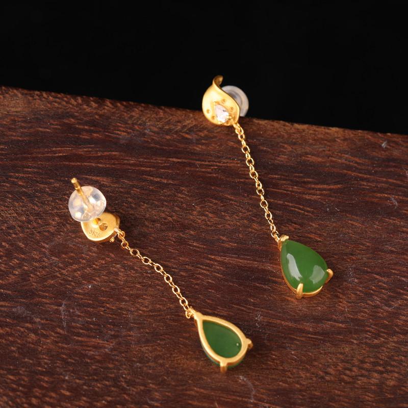 Танциз стерлингового серебра 925 пробы нефритовый циркон серьги серьги-капли для женщин подарки на свадьбу