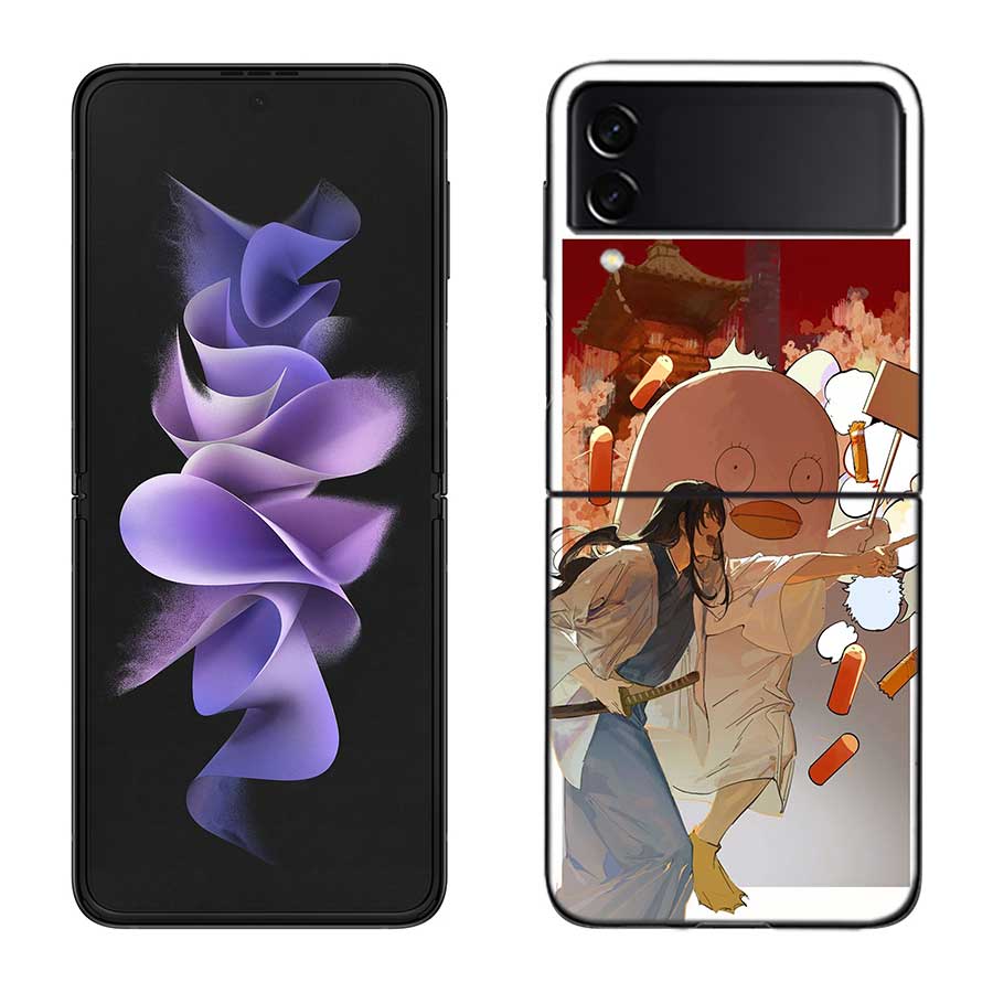 Аниме Гинтама Мистер. Чехол для телефона 'Капля дождя' для Samsung Z Flip 7 6 5G Galaxy Z Flip 5 4 3 Черный Жесткий Чехол-Ракушка Роскошный ПК Корпус Coque