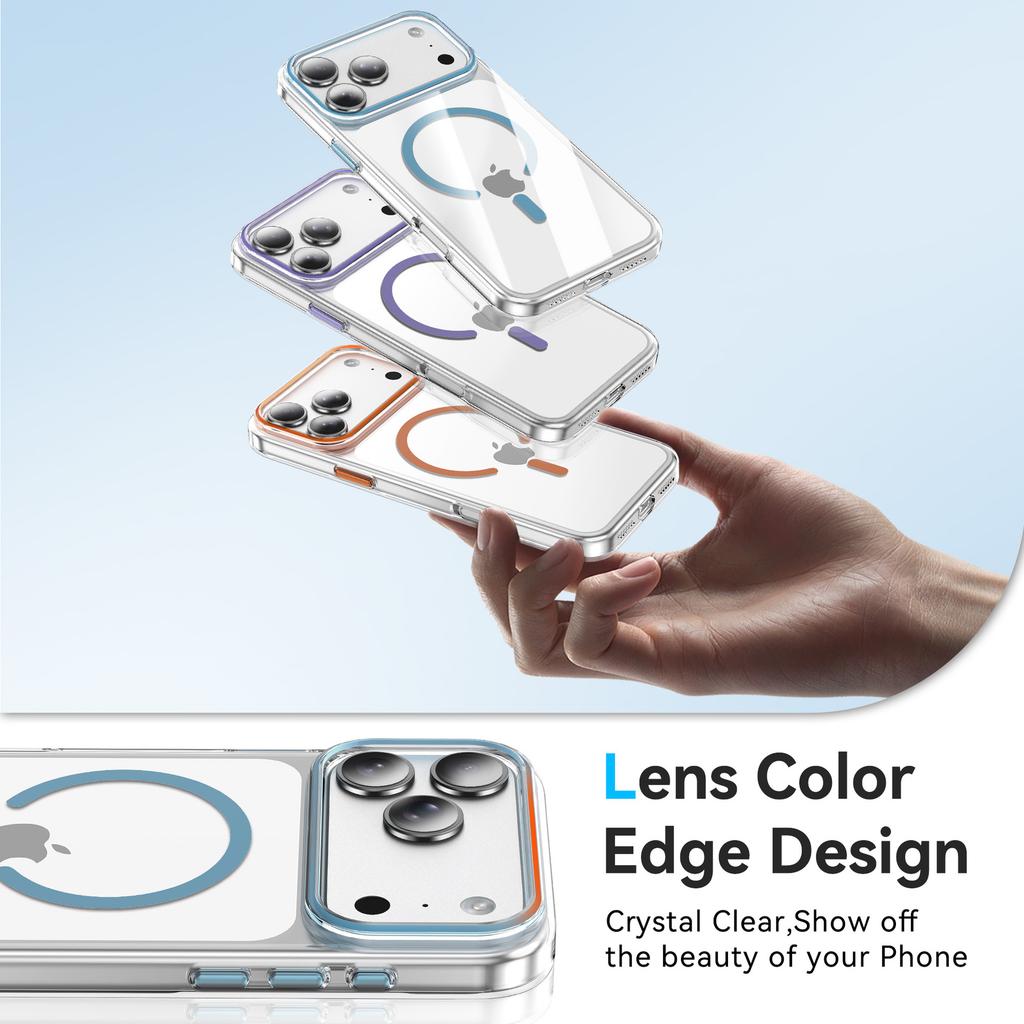 For IP17PROMAX Magnetic Phone Case for Apple 16pro Transparent PC Contrasting Color 15 Simple Phone Case