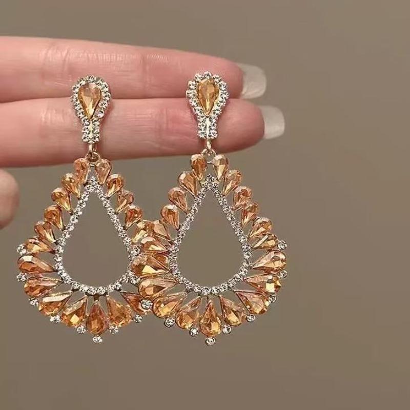 Серебряная Игла Алмазные Полые Геометрические Серьги-Кисточки в Форме Капли Воды Модные Персональные Нишевые Серьги Легкая Роскошь Премиум Серьги Женские